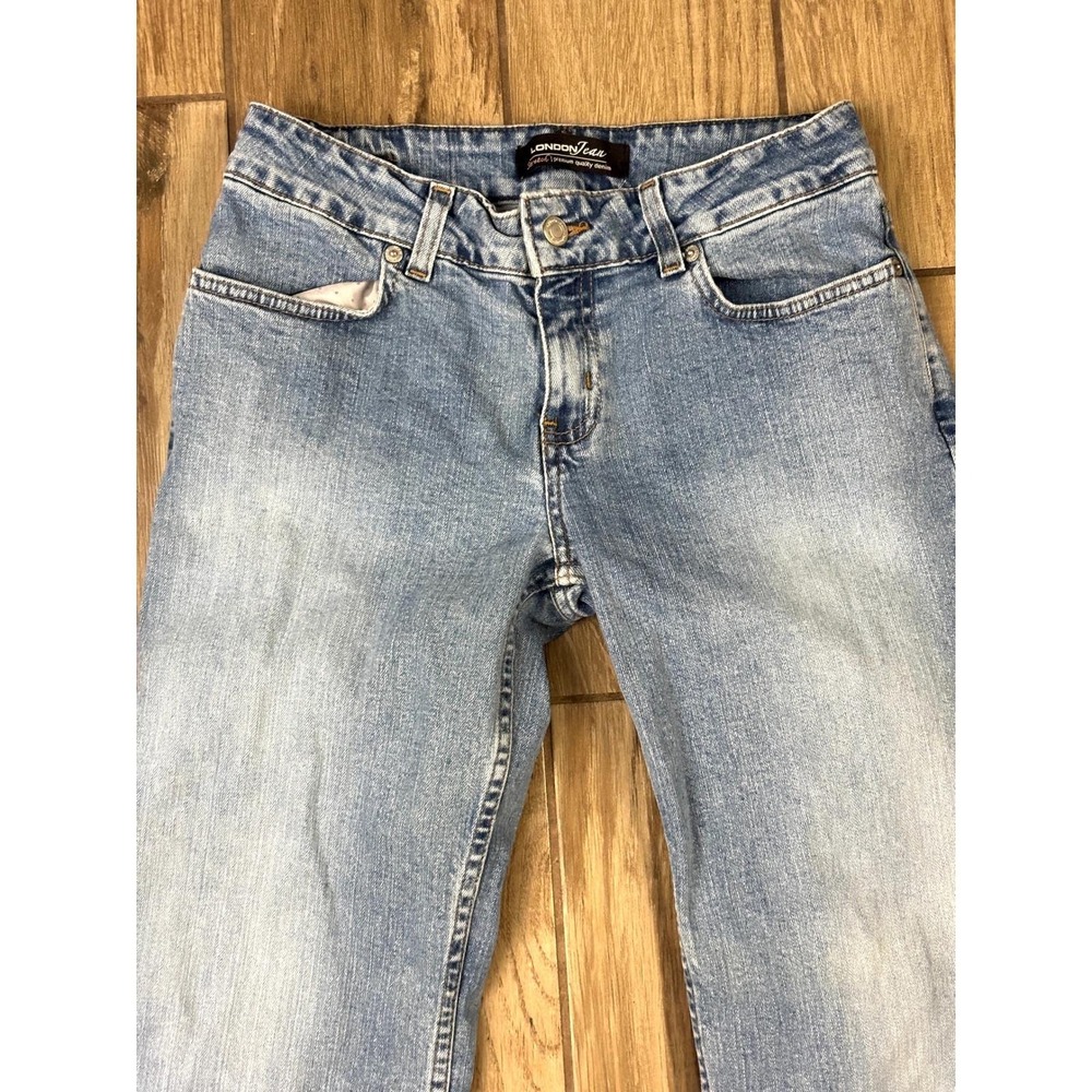London Jean‎ Y2K Low Rise Bootcut Jeans Women's 4 Stretch Light Wash - Picture 4 of 13